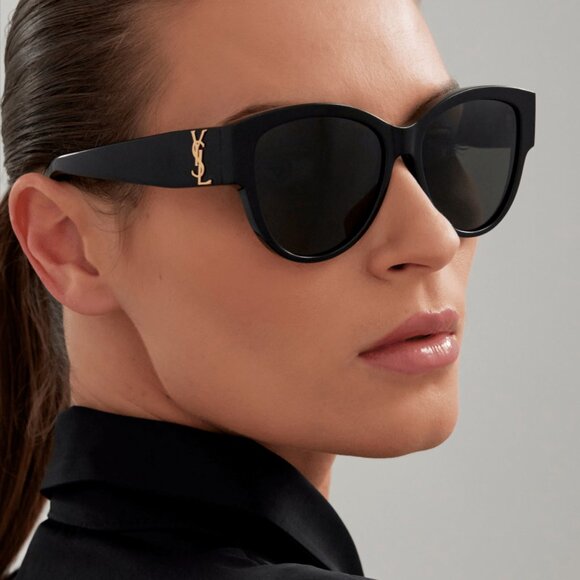NEW SLM3 002 CAT EYE WOMEN SAINT LAURENT BLACK GREY SUNGLASSES SL M3 002 EYEWEAR